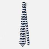 Navy Blauwe Witte Chevron Patroon Stropdas (Voorkant)