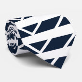 Navy Blauwe Witte Chevron Patroon Stropdas (Opgerold)