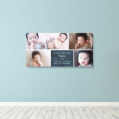 Navy Blauwe & Witte Fotocollage Baby Canvas Afdruk (Insitu (Houten vloer))