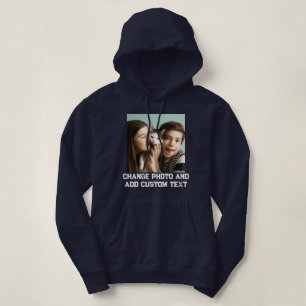 Navy Blauwe Witte Kat Moeder Familie Aangepaste Hu Hoodie