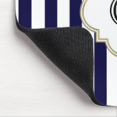 Navy Blauwe Witte Middelgrote Streep Witte Monogra Muismat (Hoek)