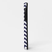 Navy Blauwe Witte Monogram Chevron Patroon Case-Mate iPhone Case (Achterkant/links)