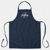 Navy Blauwe Witte Monogram Verpersoonlijkte Schort (Voorkant)