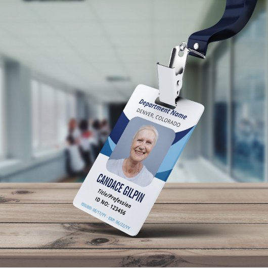 Navy Blauwe Witte Personeelsfoto ID Badge