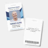 Navy Blauwe Witte Personeelsfoto ID Badge (Voor- en achterkant)