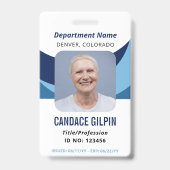 Navy Blauwe Witte Personeelsfoto ID Badge (Voorzijde)