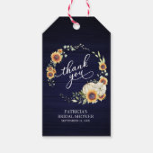 Navy Blauwe Witte Pompoen Groene Herfst Bruidsfees Cadeaulabel (Voorkant)