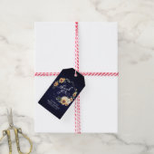 Navy Blauwe Witte Pompoen Groene Herfst Bruidsfees Cadeaulabel (Met Touw)