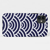 Navy Blauwe & Witte Schelp Patroon Case-Mate iPhone Case (Achterkant (horizontaal))