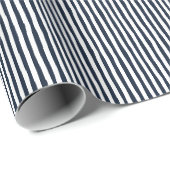 Navy Blauwe & Witte Scheve Strepen Cadeaupapier (Rol Hoek)