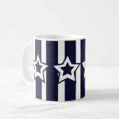 Navy Blauwe Witte Ster Strepen Koffiemok (Voorkant links)