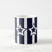 Navy Blauwe Witte Ster Strepen Koffiemok (Center)