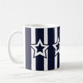 Navy Blauwe Witte Ster Strepen Koffiemok (Links)