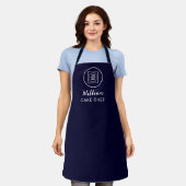 Navy Blauwe Zakelijke Logo Werknemer Schort (Gedragen)