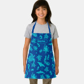 Navy Blauwe Zeeleven Patroon Kinderen Schort (Insitu)