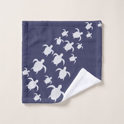 Navy Blauwe Zeeschildpad Badkamer Handdoek  (Wasdoekje)