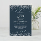 Navy Blauwe Zilveren Diamant Glitter 30e Verjaarda Kaart (Staand voorkant)