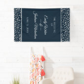 Navy Blauwe Zilveren Diamant Glitter Bruiloft Spandoek (Insitu)