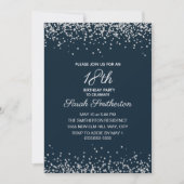 Navy Blauwe Zilveren Diamant Glitters 18e Verjaard Kaart (Voorkant)