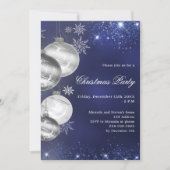 Navy blauwe zilveren kerstballen Kerstfeest Kaart (Voorkant)