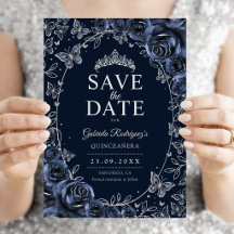 Navy Blauwe Zilveren Quinceanera Bloem