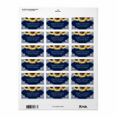 Navy Blauwe Zonnebloem Jute Kant Adreslabels Etiket (Full Sheet)