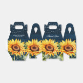 Navy Blauwe Zonnebloem Rustieke Houten Bruiloft Da Bedankdoosjes (Uitgevouwen)