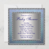 Navy Blauwgroen Blauw Damask Baby Boy Shower Kaart (Achterkant)