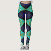 Navy, Blauwgroen en Gold Diamond Leggings (Voorkant)