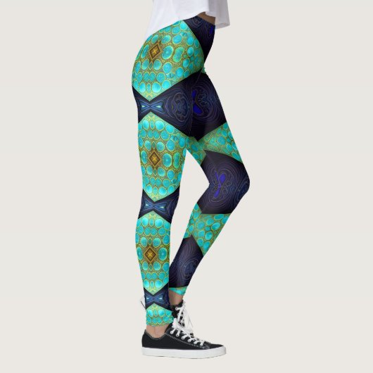 Navy, Blauwgroen en Gold Diamond Leggings (Rechts)