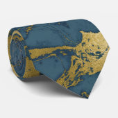 NAVY BLAUWGROEN GOLD MARBLE ABSTRACT PATTERN STROP STROPDAS (Opgerold)