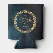 Navy Blauwgroen Waterverf & Gold Confetti bruiloft Blikjeskoeler (Voorkant)