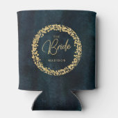 Navy Blauwgroen Waterverf & Gold Confetti bruiloft Blikjeskoeler (Achterkant)