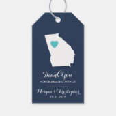 Navy Blauwgroen Weddenschap Dank je Georgia Cadeaulabel (Voorkant)