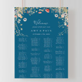 Navy Bliss Wildflower Alphabetical Seating Chart Poster
