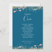 Navy Bliss Wildflower Tafel Nummer 1 Zitplaatskaar Kaart (Achterkant)