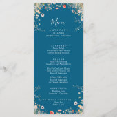 Navy Blissful Boho Wildflower Dinner Menu (Voorkant)