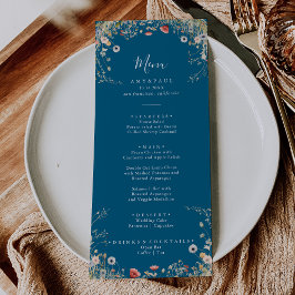 Navy Blissful Boho Wildflower Dinner Menu