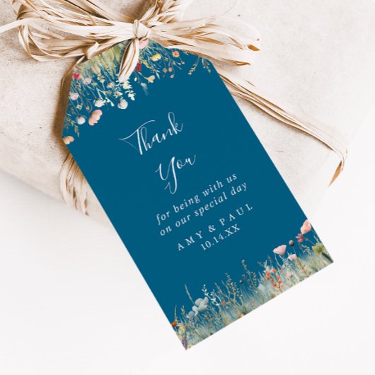 Navy Blissful Boho Wildflower Wedding Dank u Cadeaulabel