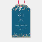 Navy Blissful Boho Wildflower Wedding Dank u Cadeaulabel (Voorkant)