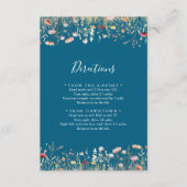 Navy Blissful Boho Wildflower Wedding Directions Informatiekaartje (Voorkant)