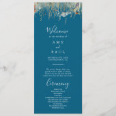 Navy Blissful Boho Wildflower Wedding Program Programmakaart (Voorkant)