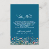 Navy Blissful Boho Wildflower Wedding Wishing Well Informatiekaartje (Voorkant)