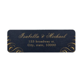 Navy bloeiende kalligrafie retouradres etiket