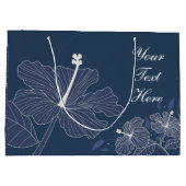 Navy Bloem Botanisch Papier Cadeautas Met Tekst (Achterkant)