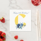 Navy Bloem Monogram 20e Verjaardag Servet (Insitu)