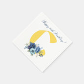 Navy Bloem Monogram 20e Verjaardag Servet (Hoek)
