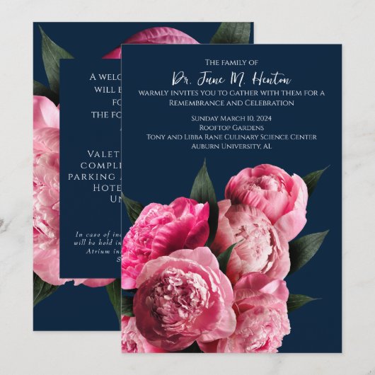Navy Bloemen Begrafenis Memorial Aankondiging 0111 (Voorkant / Achterkant)