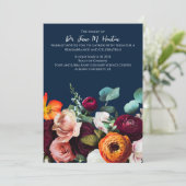 Navy Bloemen Begrafenis Memorial Aankondiging 0111 (Staand voorkant)