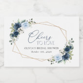 Navy Bloemen, Blauwe Bloemen, Boho, Bruidsfeest Sparkling Wijnetiket (Enkel label)